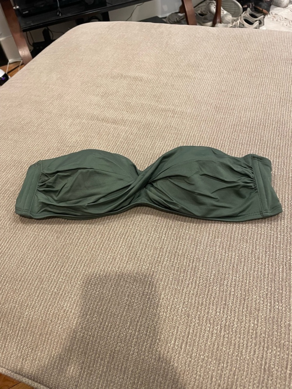 Kona Sol Olive Green Twist Bandeau Bikini Top